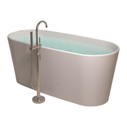 ADM Bathroom Design - ADM Rounded Freestanding Bathtub, Matte White, 61.8" - Bathtubs
