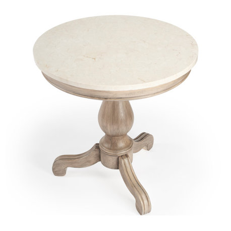 Danielle Marble 24" Pedestal Side Table, Light Brown