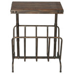 Uttermost - Uttermost Sonora Industrial Magazine Accent Table - This Functional Accent Table Features A Convenient Magazine Rack With An Industrial Iron Framework Finished In A Lightly Burnished Brushed Iron With Rivet Accented Corners. Top Is Solid Acacia Wood Finished In A Distressed Warm Walnut Stain.