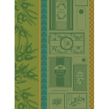 Huile d'Olives Vert Kitchen Towel 22"x30", 56cmx77cm, 100% Cotton Set of 4