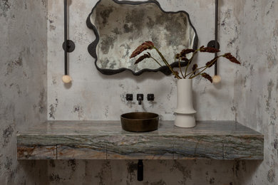 Powder room - industrial powder room idea in Milwaukee