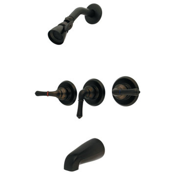 GKB235 3-Handle Tub and Shower Faucet With Showerhead, Oil Rubbed Bronze