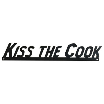 Kiss the Cook Metal Wall Words Metal wall Art, Painted Black