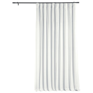 Extra Wide Blackout Velvet Curtain Single Panel, Primary White, 100w X 96l