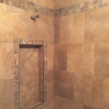 Tile Niche' with Schluter trim 2" square tile with 12' x 12' running bond