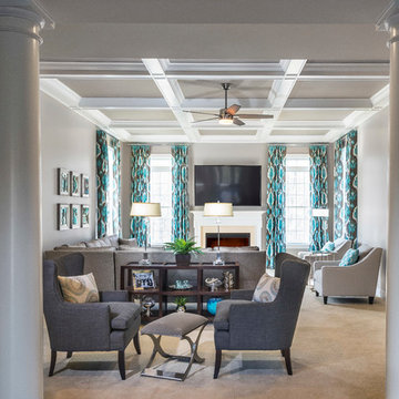 Turquoise Grey Family Room