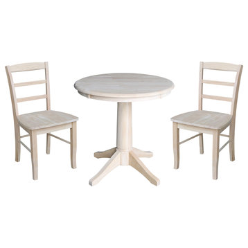 30" Round Top Pedestal Table - With 2 Madrid Chairs