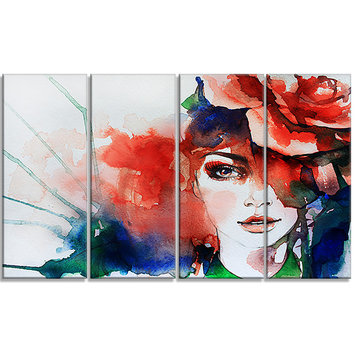 "Woman With Rose" Abstract Canvas Artwork