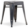 Nicer Furniture  Set of 1- Tolix style Backless Metal Stack Stool 18"-Gunmetal