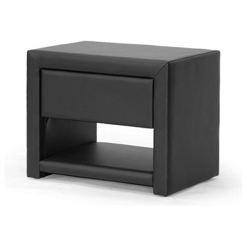 Urban Designs 16" Massey Black Upholstered Modern Nightstand