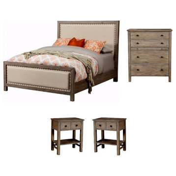 Home Square 4-Piece Set with California Bed & 4 Drawer Chest & 2 Nightstands
