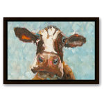 DDCG - Curious Cow 1 Canvas Wall Art, 12"x18", Framed - This canvas print features painterly brush strokes and whimsical colors. The wall art is printed on professional grade tightly woven canvas with a durable construction, finished backing, and is built ready to hang. The result is a remarkable piece of wall art that will add elegance and style to any room.