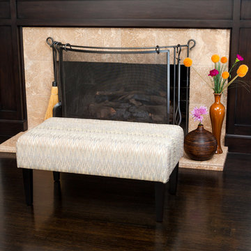 Contemporary Living Room Ft. Fabric Bench Footstool Ottoman