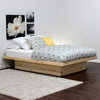 Full Size Platform Bed, Pine Wood, Natural Teak