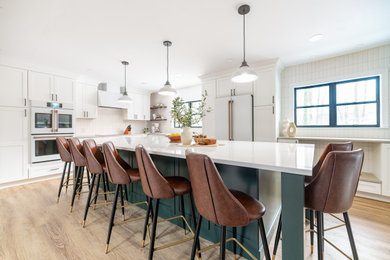 Large eat-in kitchen photo in Philadelphia with an island