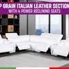 Giovanni 8-Piece 4-Power Reclining Italian Leather Sectional, Dark Gray