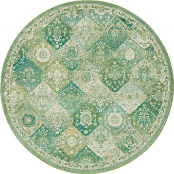 Traditional Penelope 6' Round Lime Area Rug