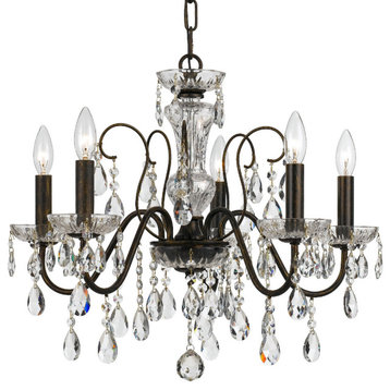 Crystorama 3025-EB-CL-MWP 5 Light Chandelier in English Bronze