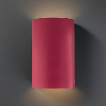Ambiance ADA Outdoor Large Ceramic Cylinder Wall Sconce, Cerise, LED