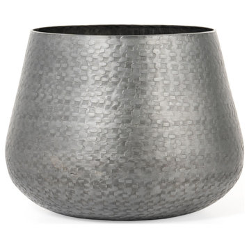 Rhett Metal Planter Bowl, Medium Grey