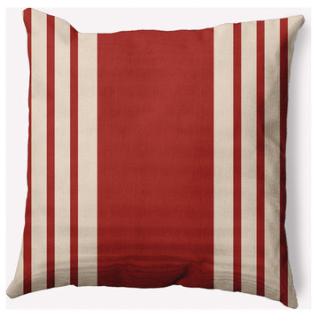 20" x 20" Stripe Indoor/Outdoor Polyester Throw Pillow, Maple Red