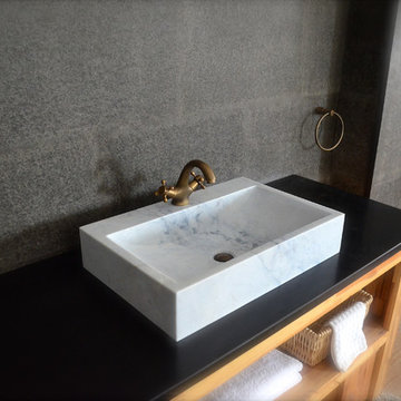 WHITE MARBLE BATHROOM VESSEL SINK PEGASUS WHITE 23"x15"x4 + FAUCET HOLE