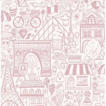 Oui Paris Pink Peel & Stick Wallpaper Bolt
