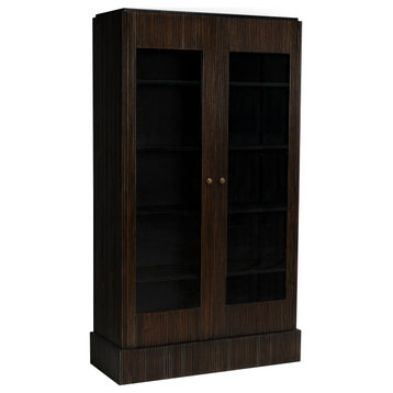 NOIR Furniture - Noho Hutch in Hand Rubbed Black with Light Brown Trim - GHUT151