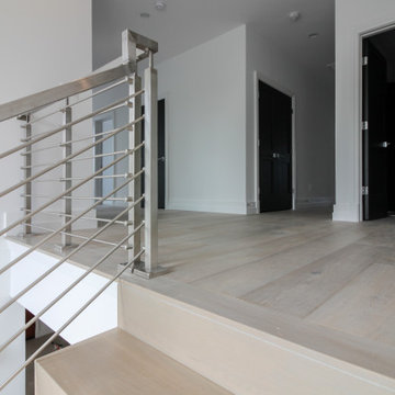 75_Modern Stairway: White Oak & Stainless Steel Balustrade, McLean VA 22101