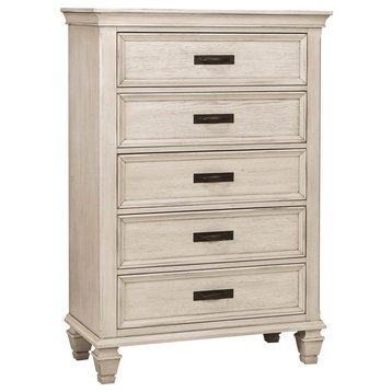 Coaster Furniture Franco 5 Drawer Chest in Antique White