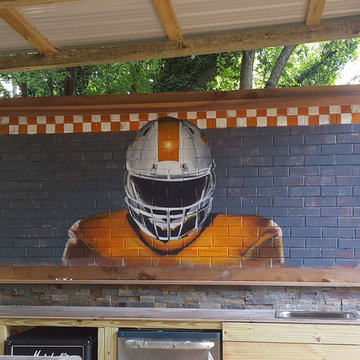 UT football man mural - Outdoor Man Cave - Grill Area Mural