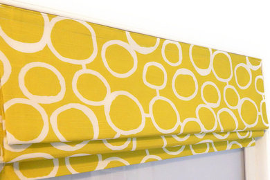 Citrine Geometric Print Flat Roman Shade