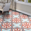 8"x8" Taza Handmade Cement Tile, Blue/Red Set of 12