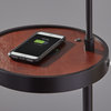 Oliver Wireless Charging Task Shelf Floor Lamp - Matte Black, Walnut Poplar Wood