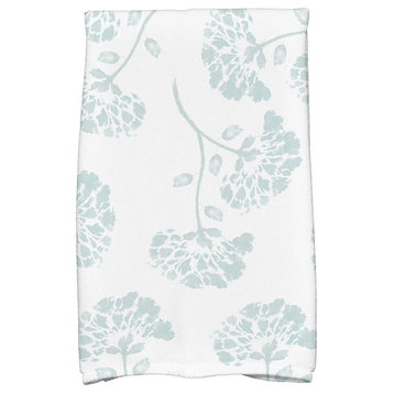 18x30", April Floral Print Hand Towels, Aqua