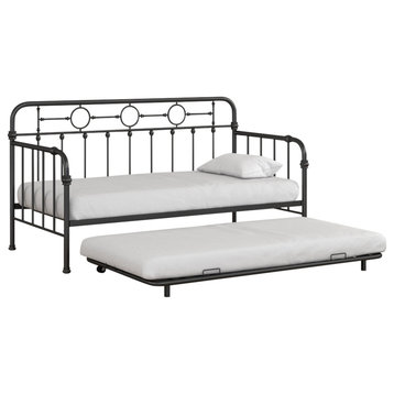 Little Seeds Willow Kids Black Metal Daybed With Trundle