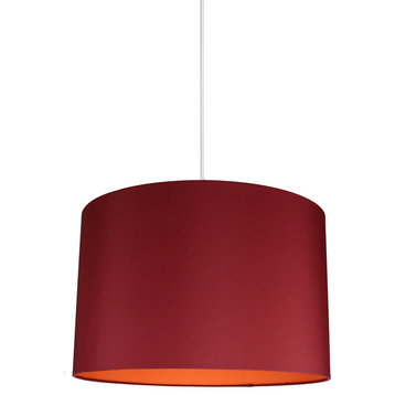 Marie Duo Color Shade Pendant, 10"x15.5", Burgundy With Orange Lining