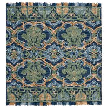 Safavieh Blossom Collection BLM422 Rug, Navy/Green, 6' Square