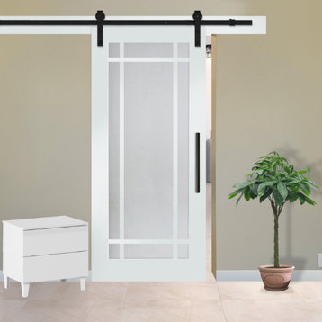 French 4 Lite Sliding Barn Door., Finished (Painted), 36"x84" Inches