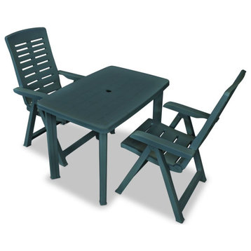 vidaXL Patio Bistro Set 3 Piece Furniture Set Table and Chairs Plastic Green