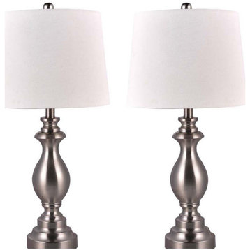 Cory Martin W-1633 Table Lamp, Set of 2, Brushed Steel