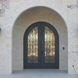 Sicily Round Top Wrought Iron Double Door - Front Doors