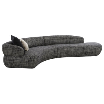 Divani Casa Lakota Modern Dark Grey Fabric Curved Sectional Sofa