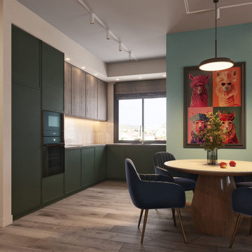 Japandi Kitchen with Deep Green Cabinetry in Limassol, Cyprus