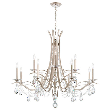 Schonbek Va8322N-48S 12 Light Crystal Chandelier, Antique Silver