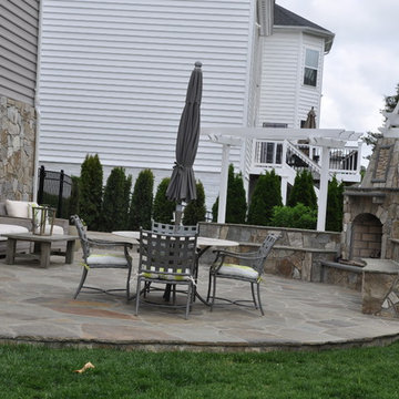 Falcon Mist Fireplace and Seating Walls with Pennsylvania Variegated Patio