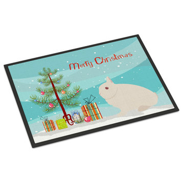 Caroline's TreasuresHermelin Rabbit Christmas Doormat 18x27 Multicolor