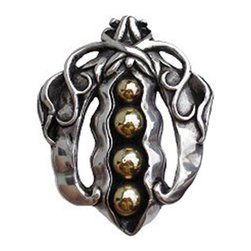 Inviting Home Inc. - Peapod Knobs, Solid Sterling Silver With 14K Gold Peas - Cabinet And Drawer Knobs