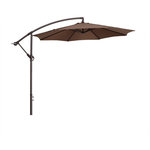 Trademark Global - Villacera 10-Foot Outdoor Patio Umbrella, Brown - Create a cool and comfortable spot to entertain guests under an attractive piece of outdoor decor that provides quality sun protection with this Offset Patio Umbrella by Villacera. The easy-to-use hand-crank opens and closes the outdoor patio umbrella in seconds to block sunlight so you can relax in the shade during hot summer days. Use the convenient handle of this cantilever umbrella with base included to adjust the vertical tilt in 5 positions, providing UV protection wherever the sun is shining. Simply crank the patio umbrella closed when not in use and secure it to the umbrella stand with the built-in strap.