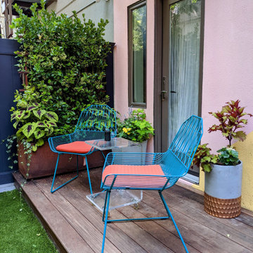 Harlem Backyard with slanted pergola